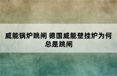 威能锅炉跳闸 德国威能壁挂炉为何总是跳闸